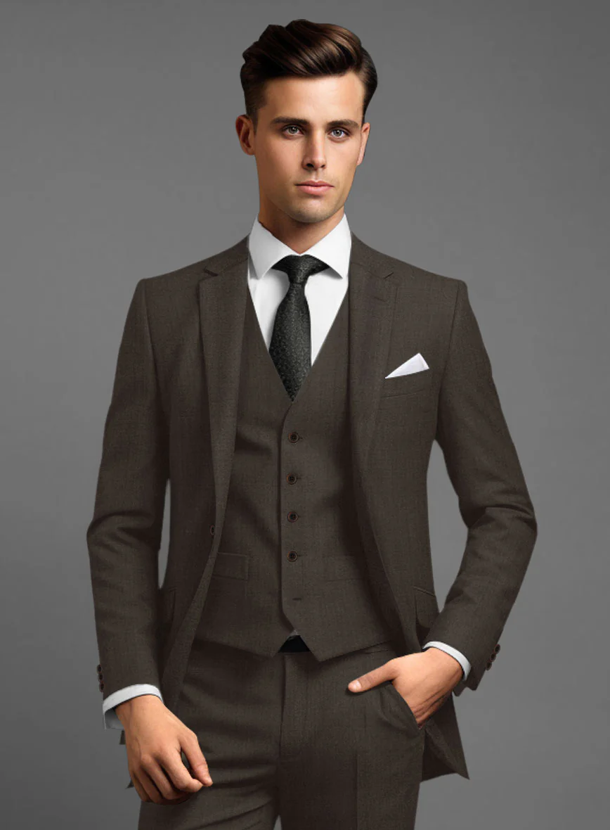 Marco Stretch Coffee Brown Wool Suit - Image 4