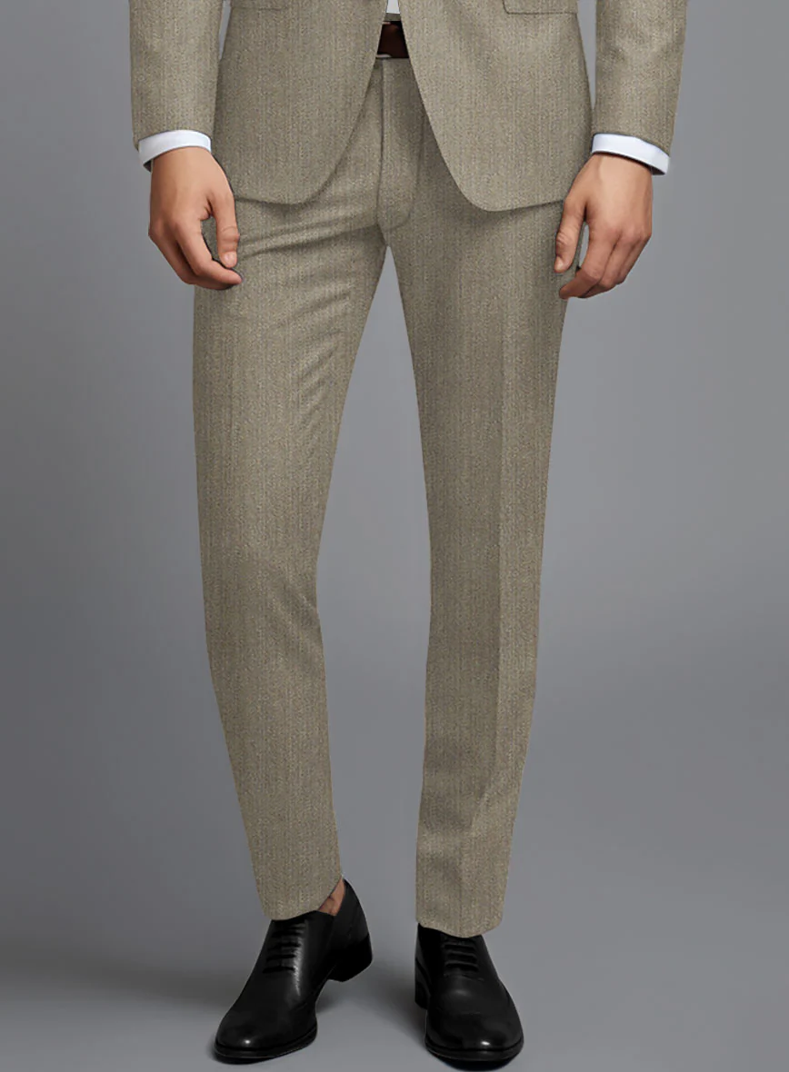 Marco Stretch Dark Beige Wool Pants - Image 2
