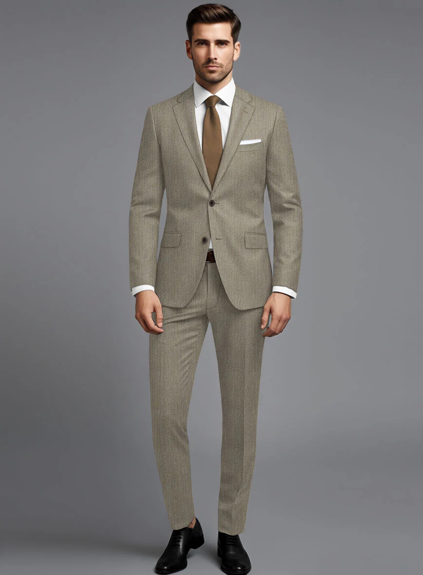Marco Stretch Dark Beige Wool Suit - Image 2