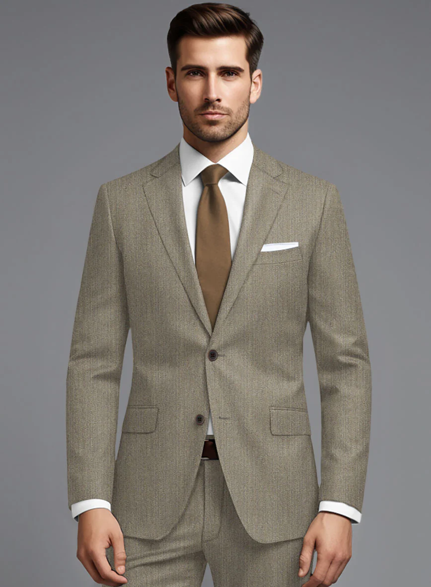 Marco Stretch Dark Beige Wool Suit - Image 4