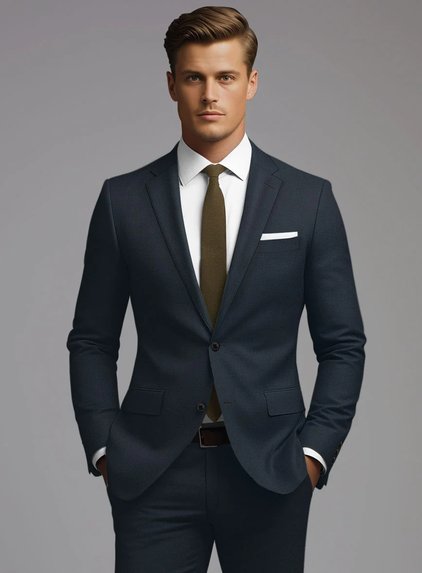 Marco Stretch Dark Blue Wool Jacket - Image 2