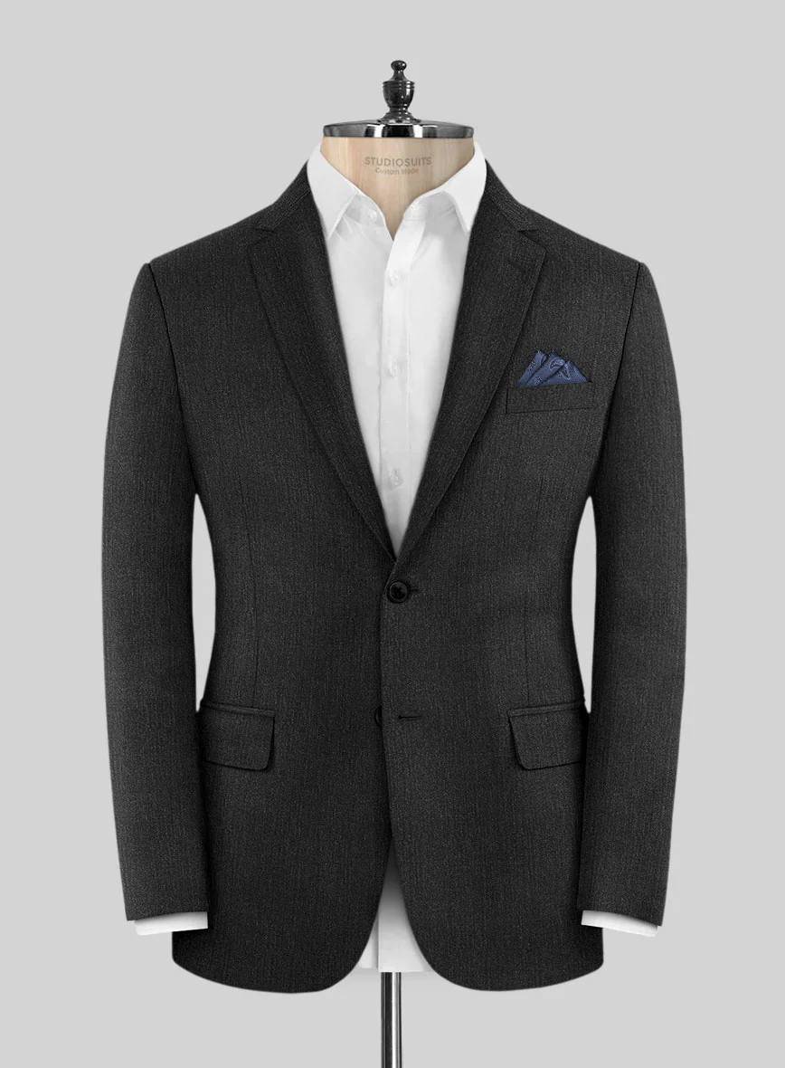 Marco Stretch Dark Charcoal Wool Suit - Image 3