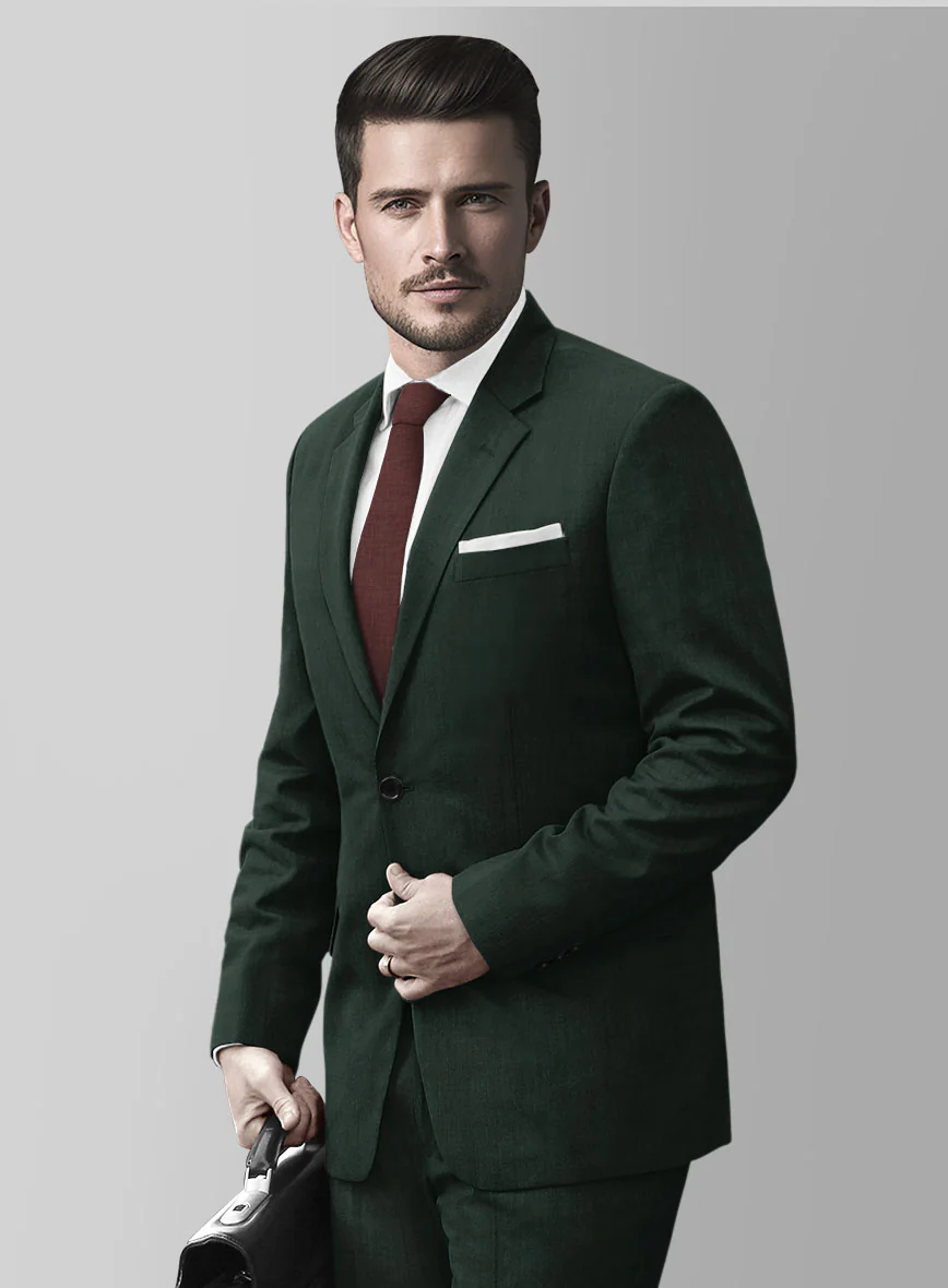 Marco Stretch Dark Green Wool Jacket - Image 2
