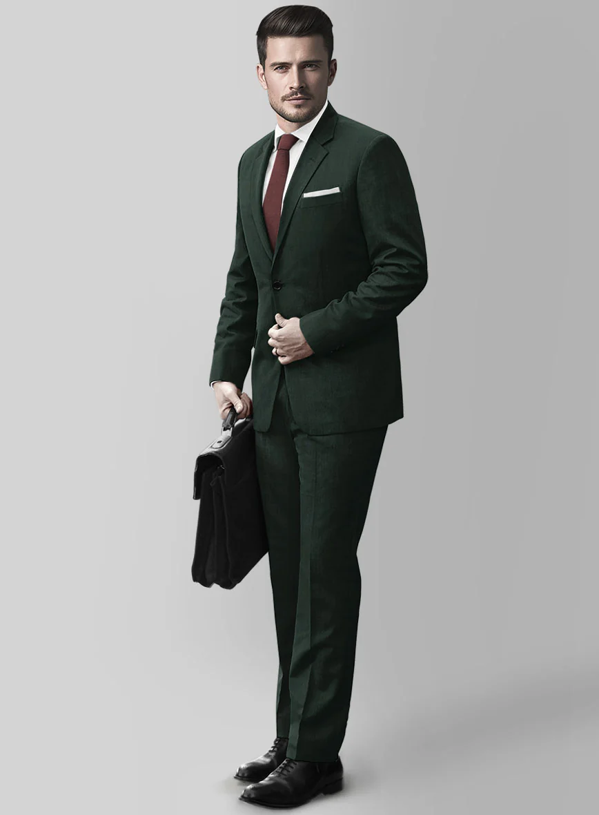 Marco Stretch Dark Green Wool Suit - Image 2