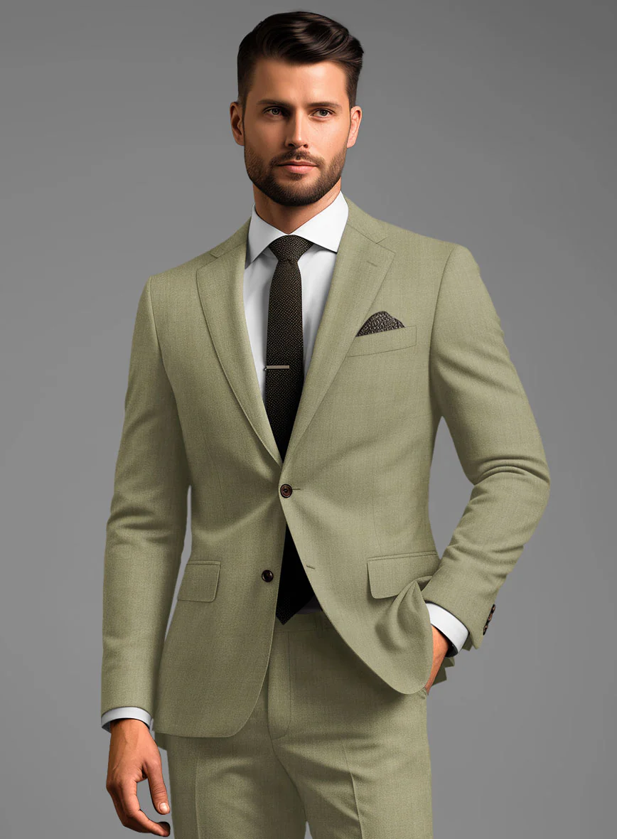Marco Stretch Dark Khaki Wool Suit - Image 4