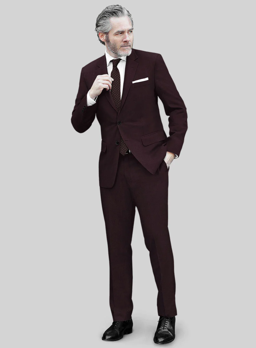 Marco Stretch Dark Wine Wool Suit - Image 2