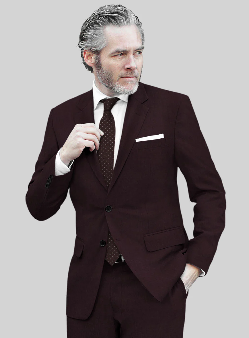 Marco Stretch Dark Wine Wool Suit - Image 4