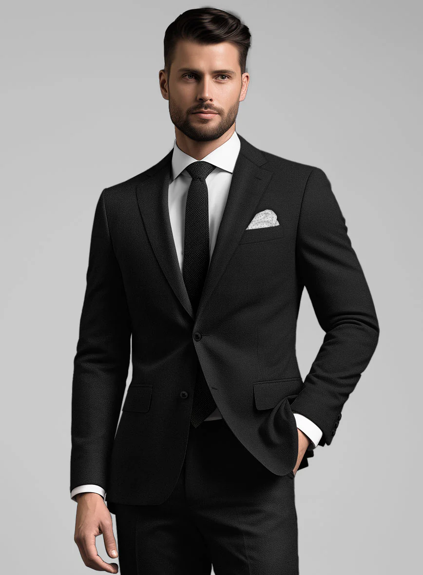 Marco Stretch Deep Black Wool Jacket - Image 2