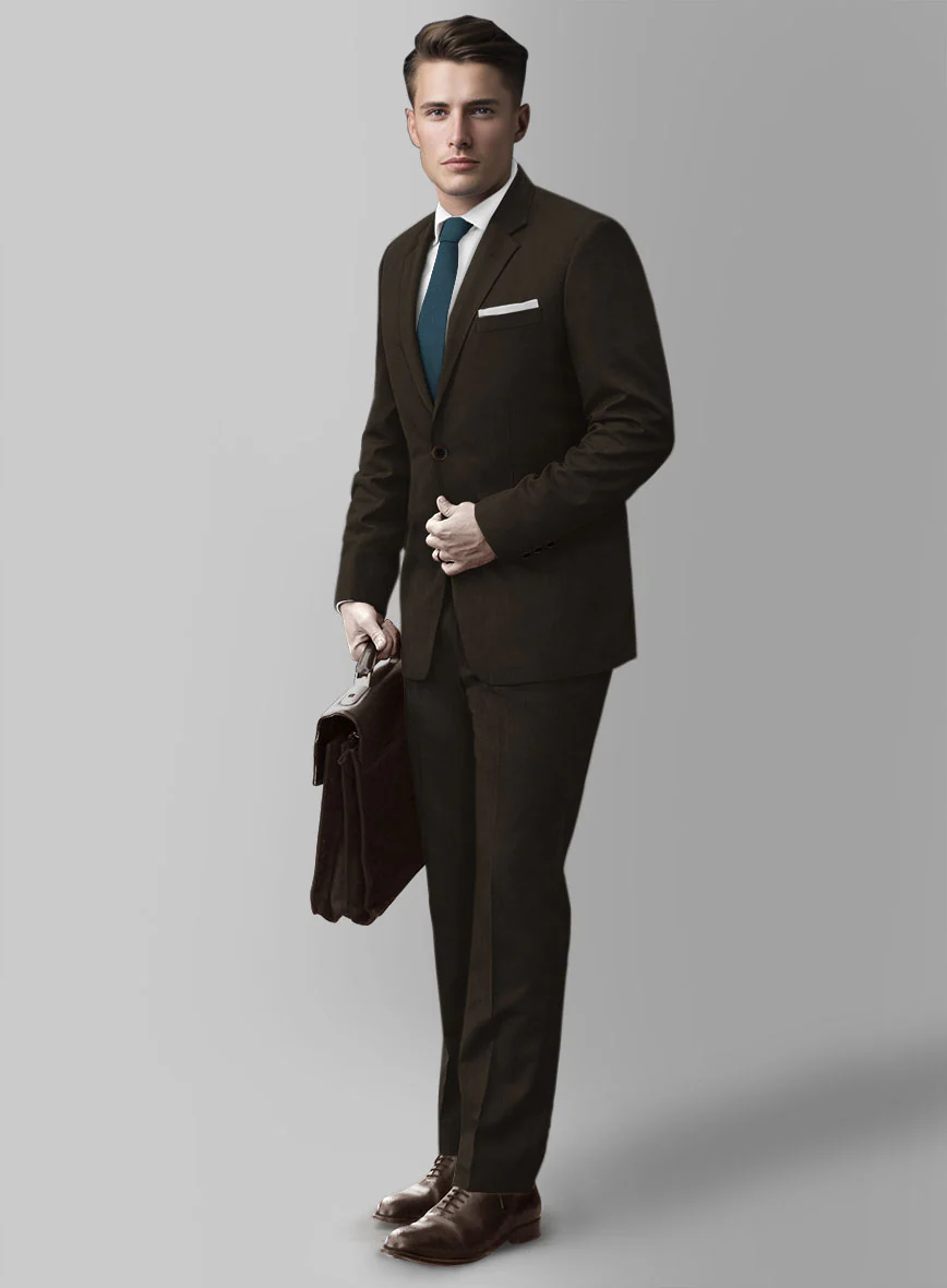 Marco Stretch Deep Brown Wool Suit - Image 2