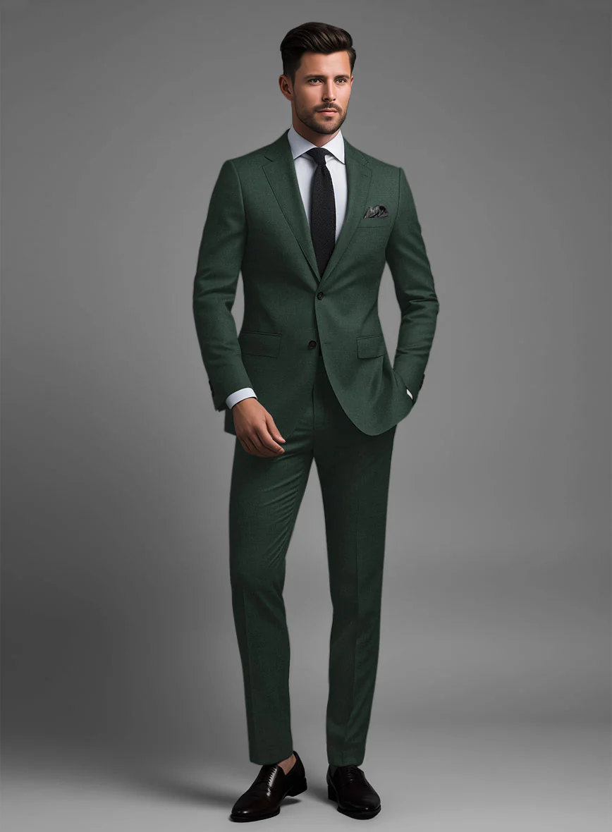 Marco Stretch Hunter Green Wool Suit - Image 2