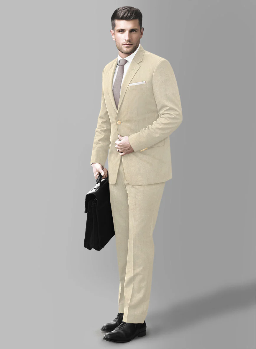 Marco Stretch Light Beige Wool Suit - Image 2