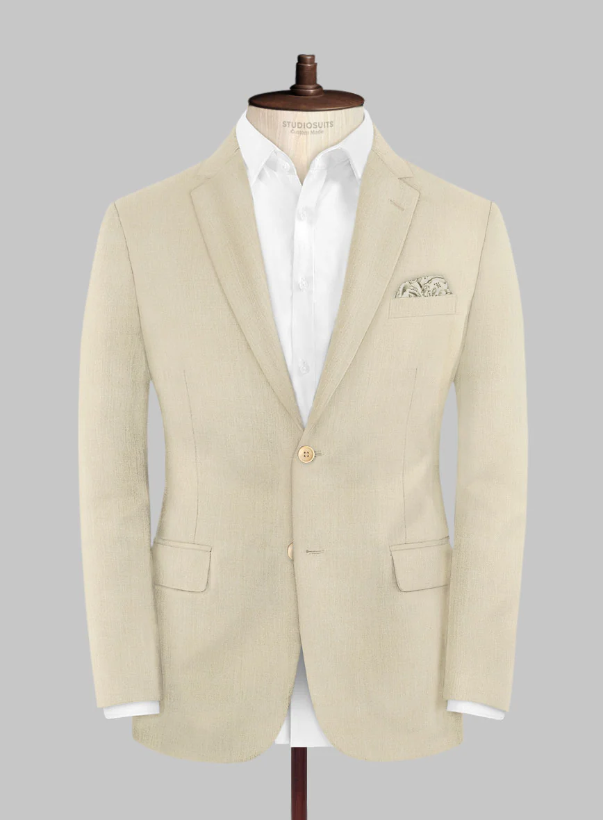Marco Stretch Light Beige Wool Suit - Image 3