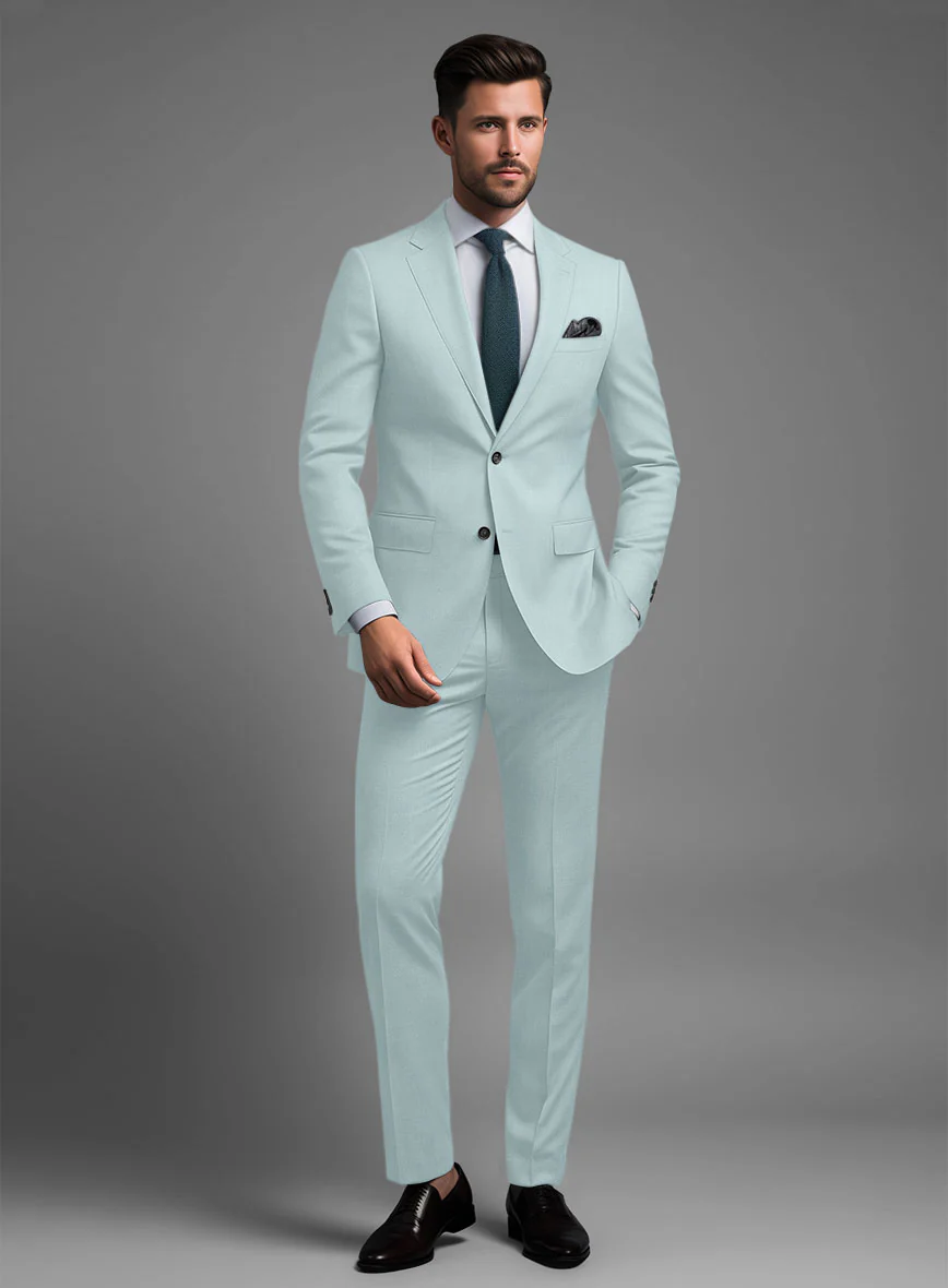 Marco Stretch Light Blue Wool Suit - Image 2