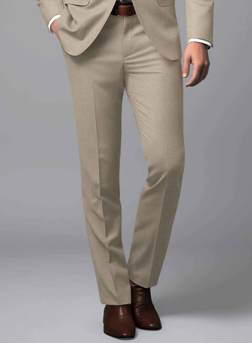Marco Stretch Light Brown Wool Pants - Image 2