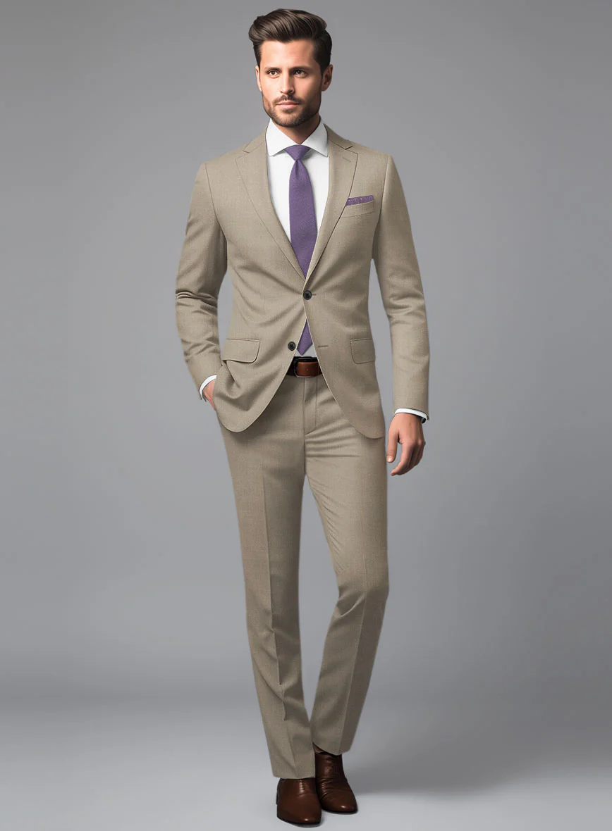Marco Stretch Light Brown Wool Suit - Image 2