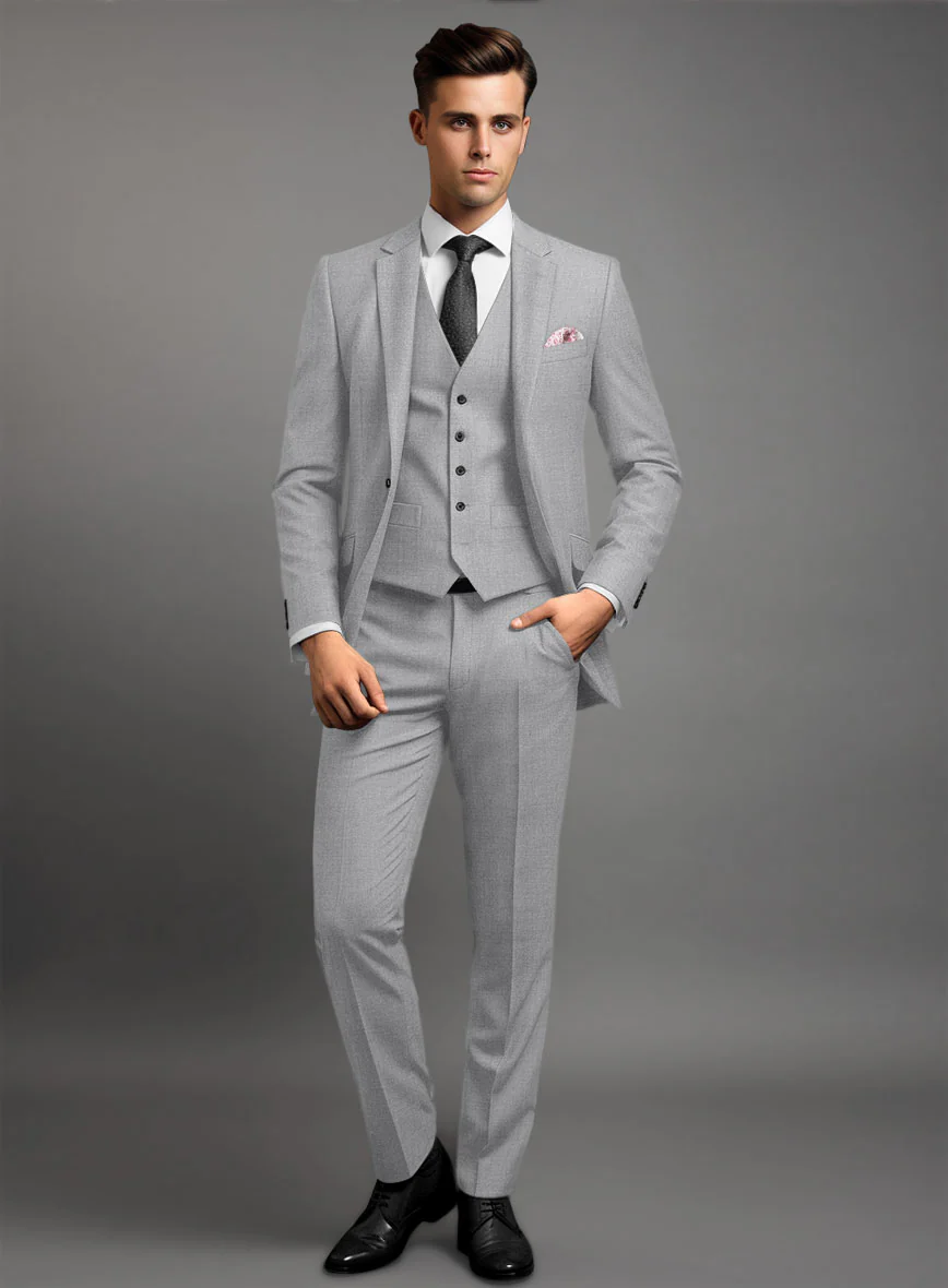 Marco Stretch Light Gray Wool Suit - Image 2