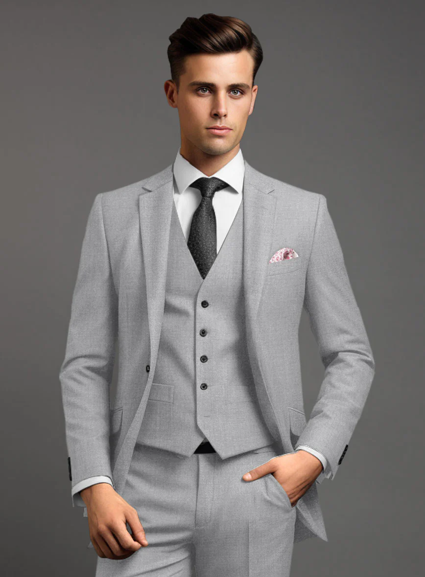 Marco Stretch Light Gray Wool Suit - Image 4