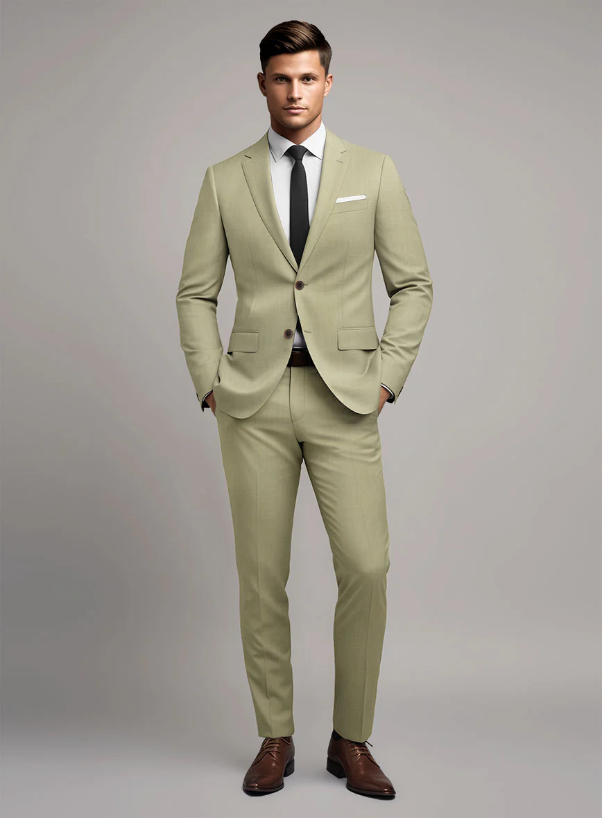 Marco Stretch Light Khaki Wool Suit - Image 2