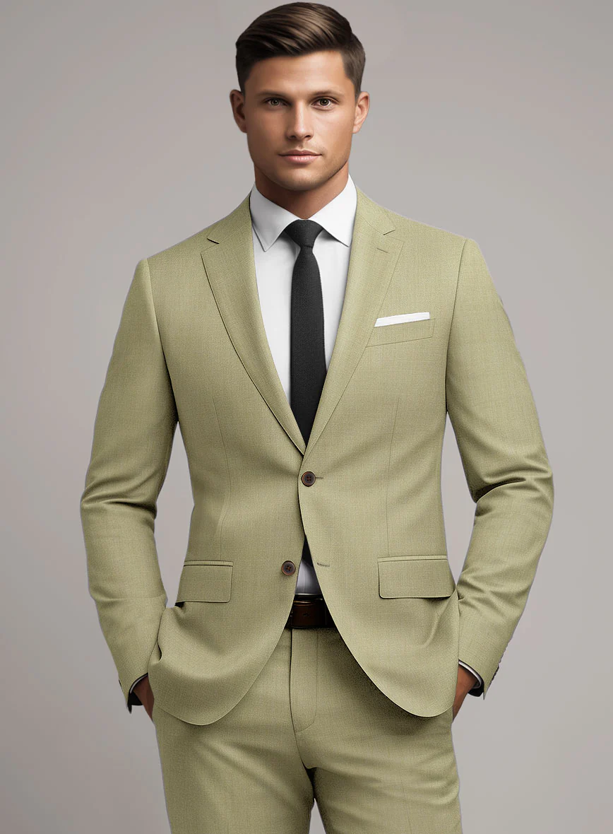 Marco Stretch Light Khaki Wool Suit - Image 4