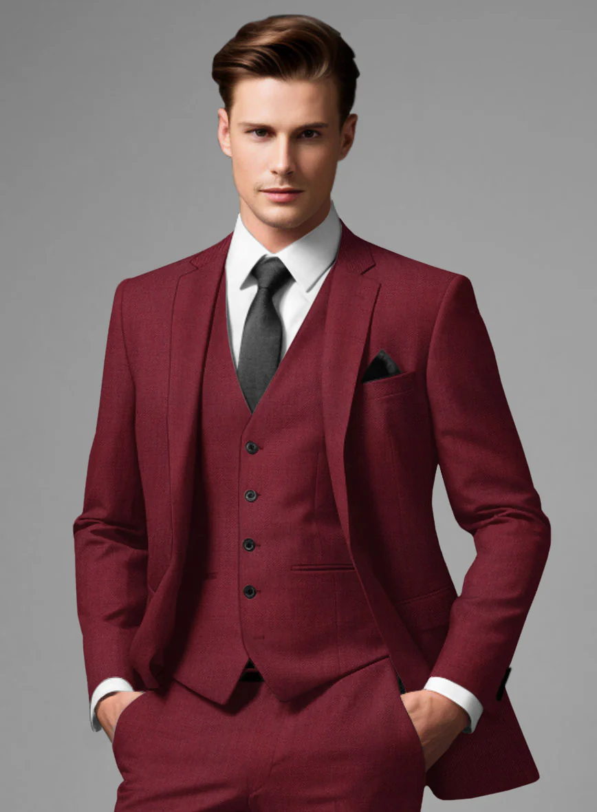 Marco Stretch Maroon Wool Jacket - Image 2