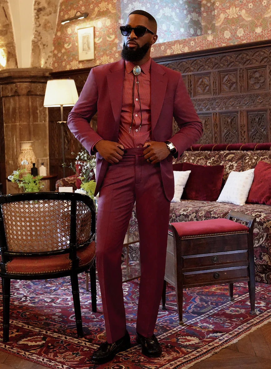 Marco Stretch Maroon Wool Suit II - Image 2