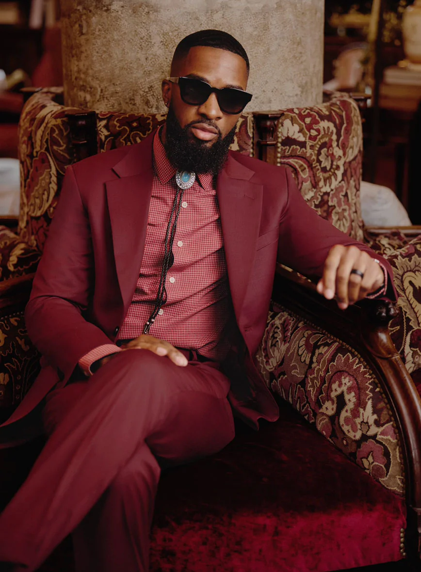 Marco Stretch Maroon Wool Suit II - Image 3