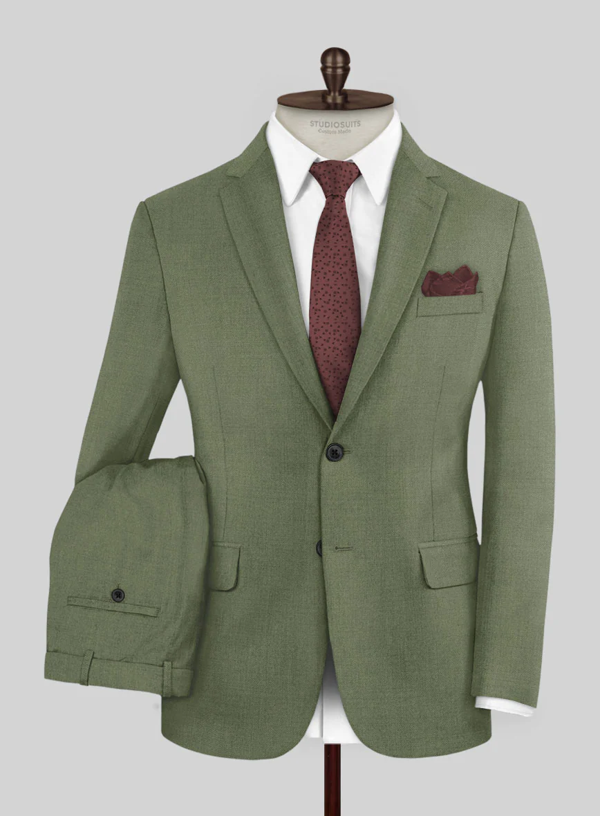 Marco Stretch Moss Green Wool Suit - Image 2