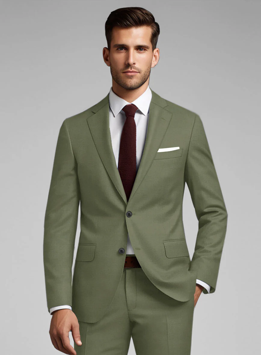 Marco Stretch Moss Green Wool Suit - Image 4