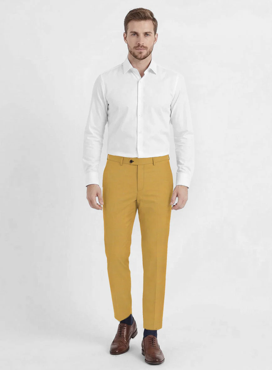 Marco Stretch Mustard Wool Pants - Image 3