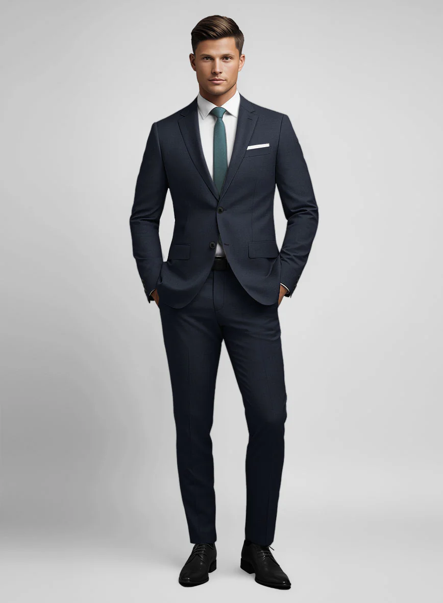 Marco Stretch Navy Blue Wool Suit