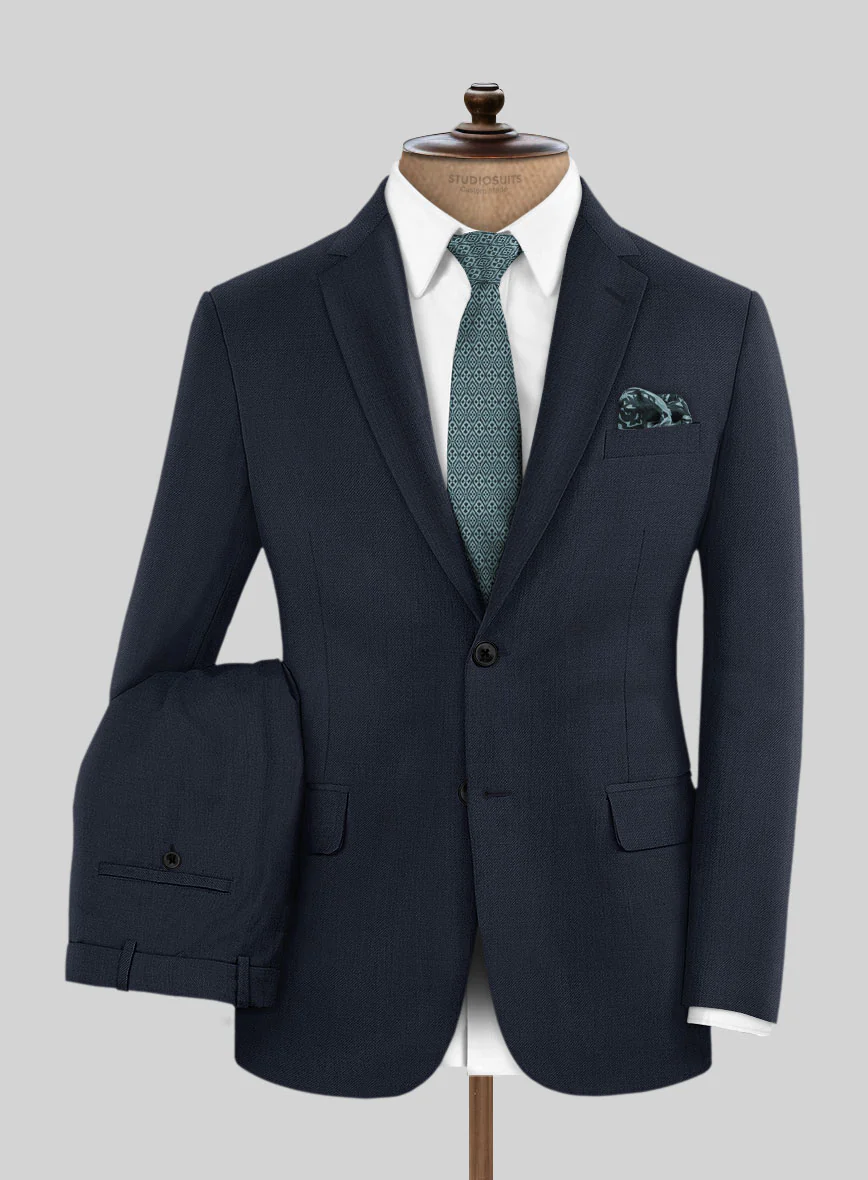 Marco Stretch Navy Blue Wool Suit - Image 2