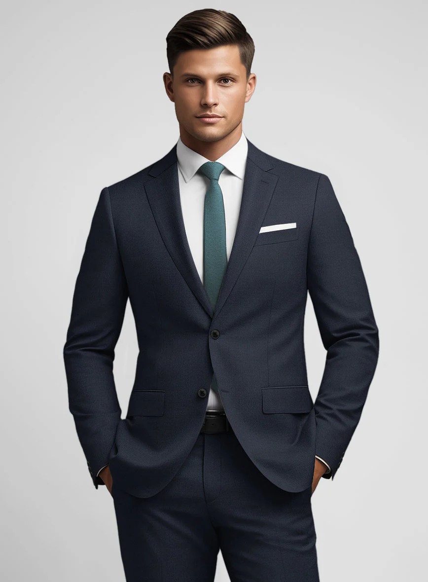 Marco Stretch Navy Blue Wool Suit - Image 3