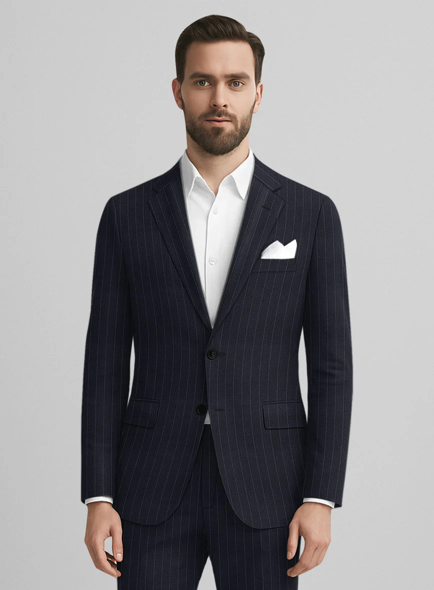 Marco Stretch Orencio Pinstripe Wool Suit - Image 3