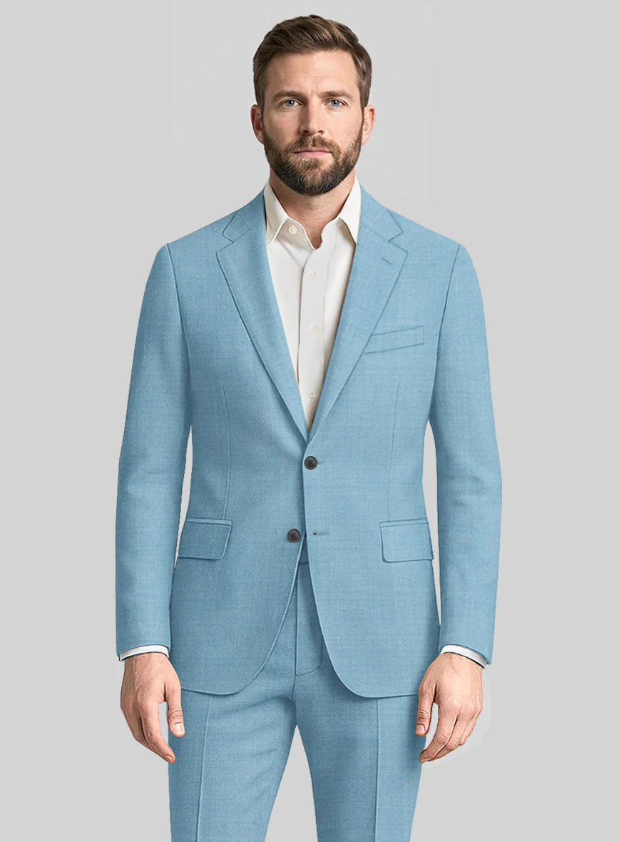 Marco Stretch Pastel Blue Wool Jacket - Image 2