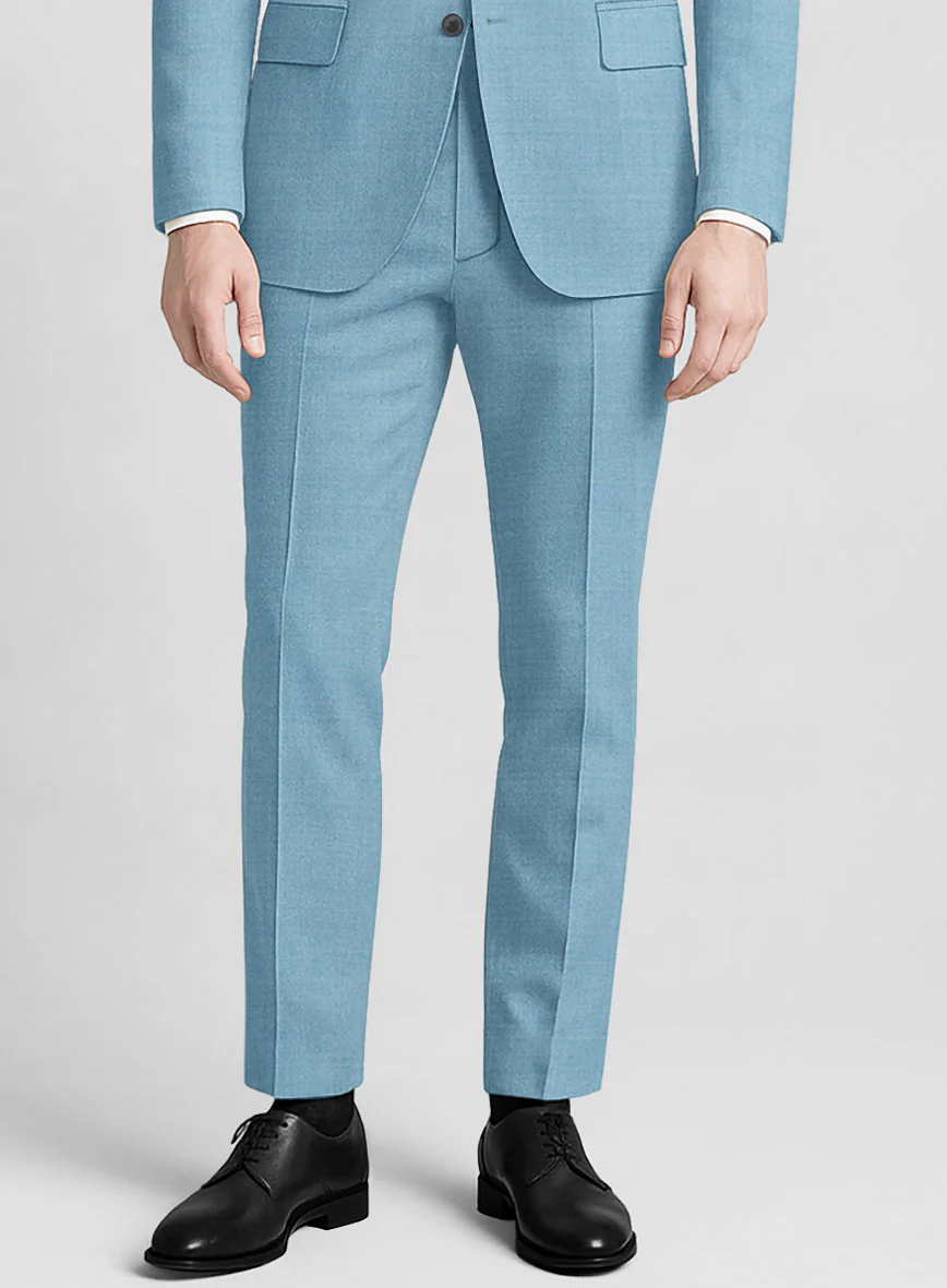 Marco Stretch Pastel Blue Wool Suit - Image 4