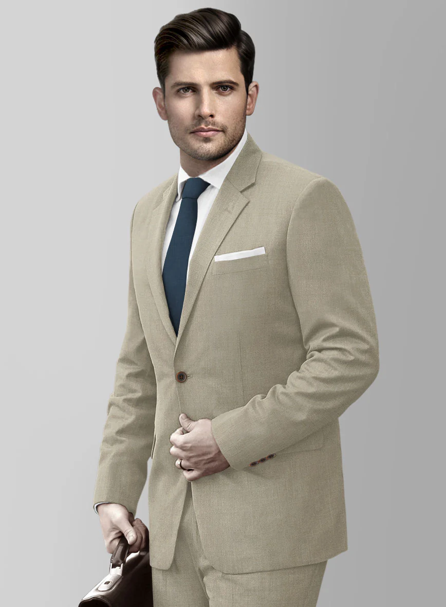 Marco Stretch Royal Beige Wool Suit - Image 4