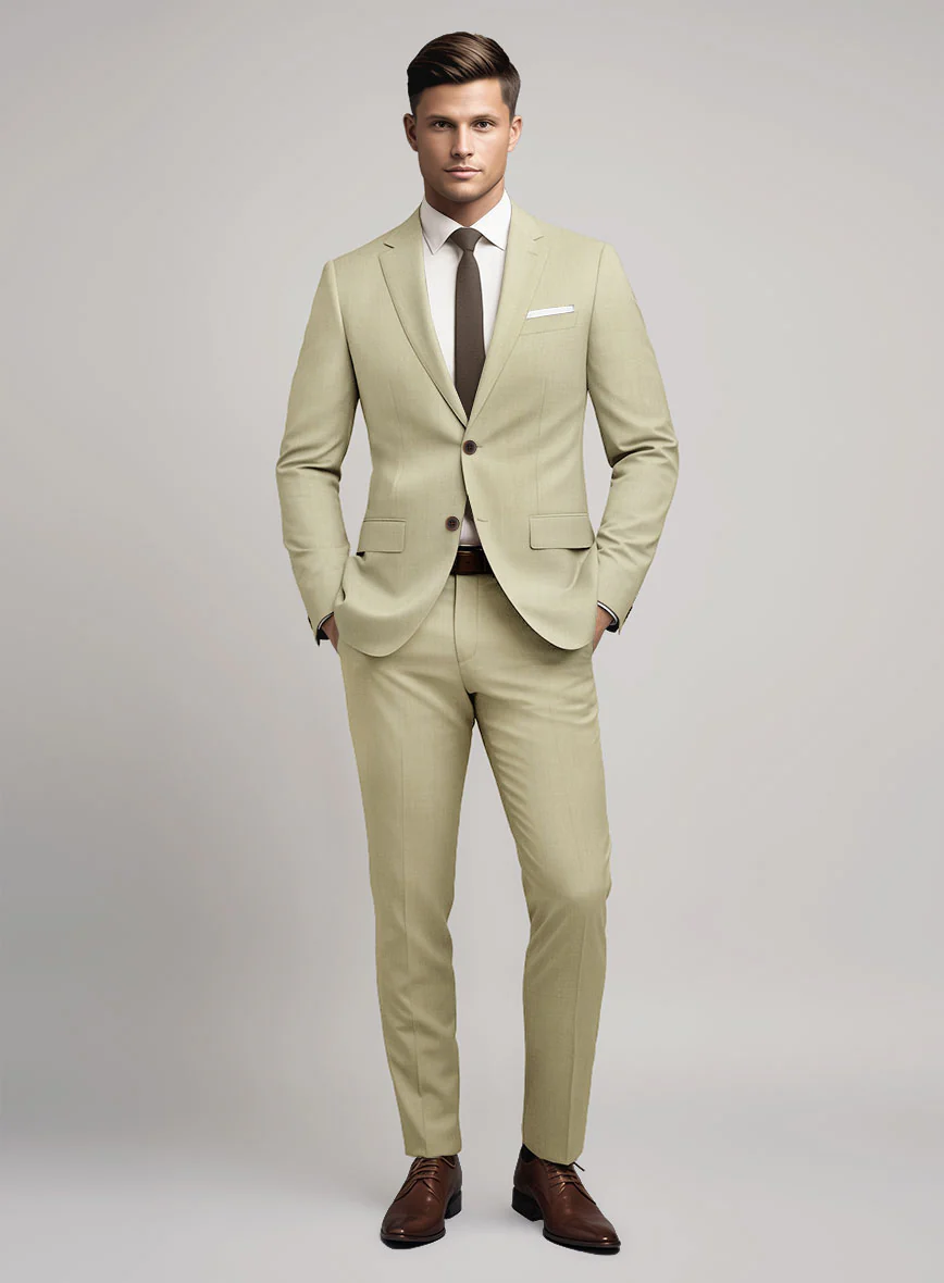 Marco Stretch Sahara Khaki Wool Suit - Image 2
