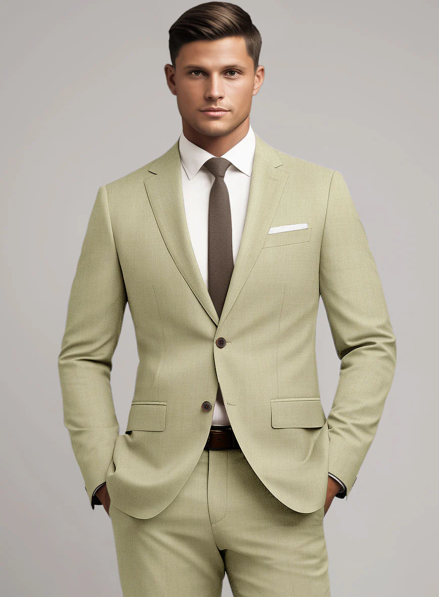Marco Stretch Sahara Khaki Wool Suit - Image 4