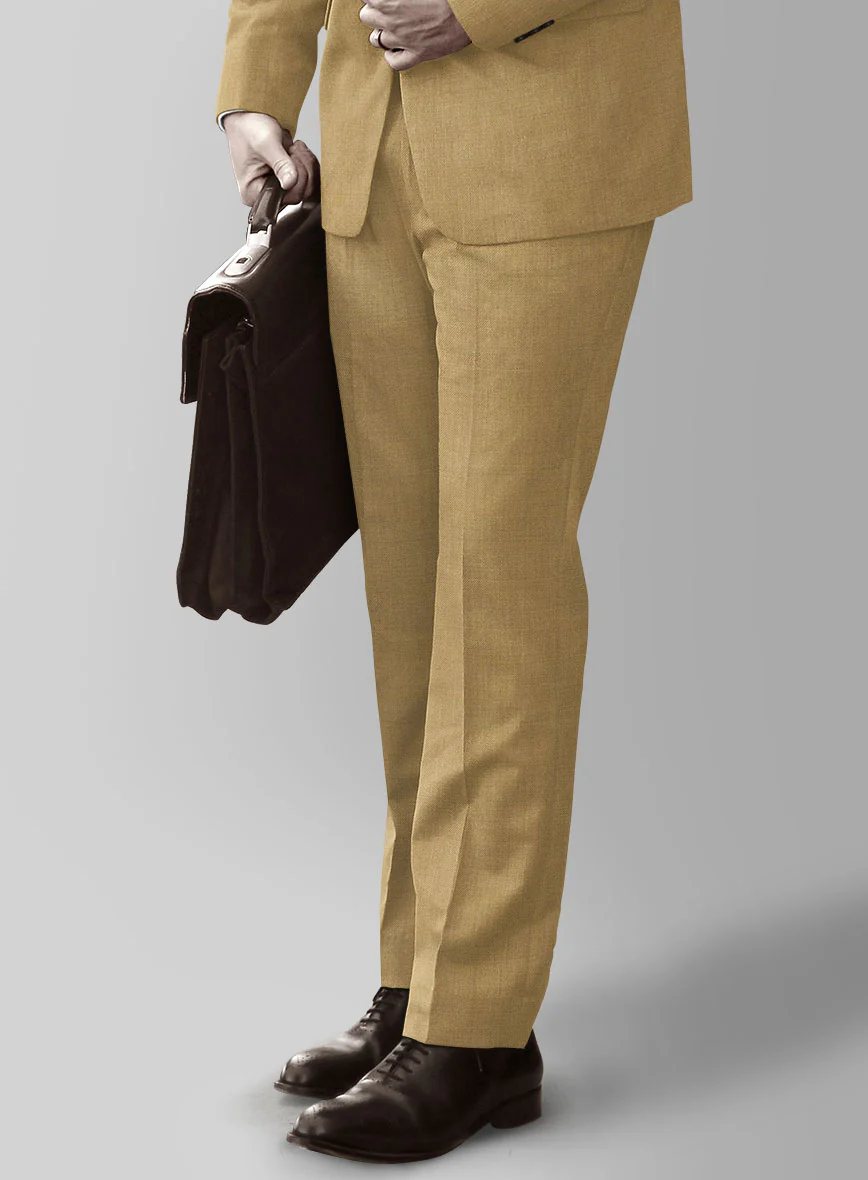Marco Stretch Sand Brown Wool Pants - Image 2