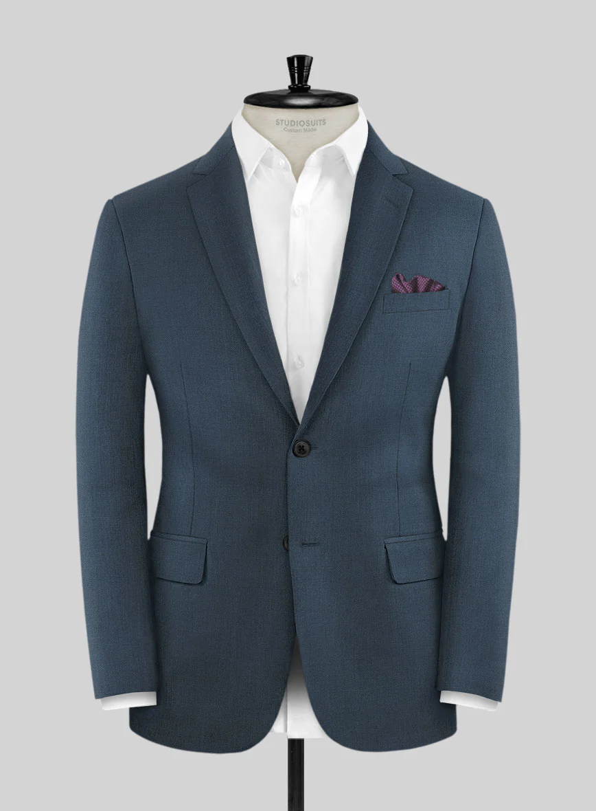 Marco Stretch Space Blue Wool Suit - Image 3