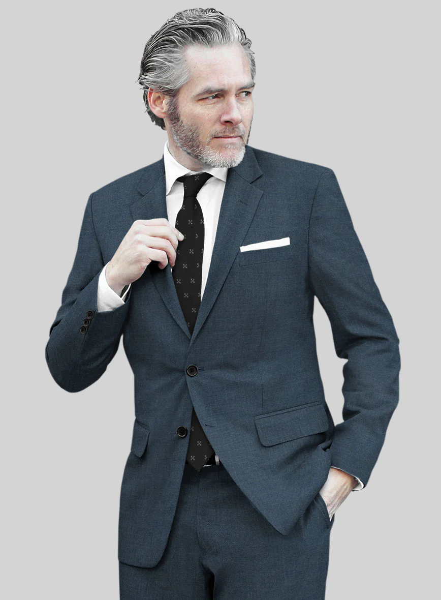 Marco Stretch Space Blue Wool Suit - Image 4