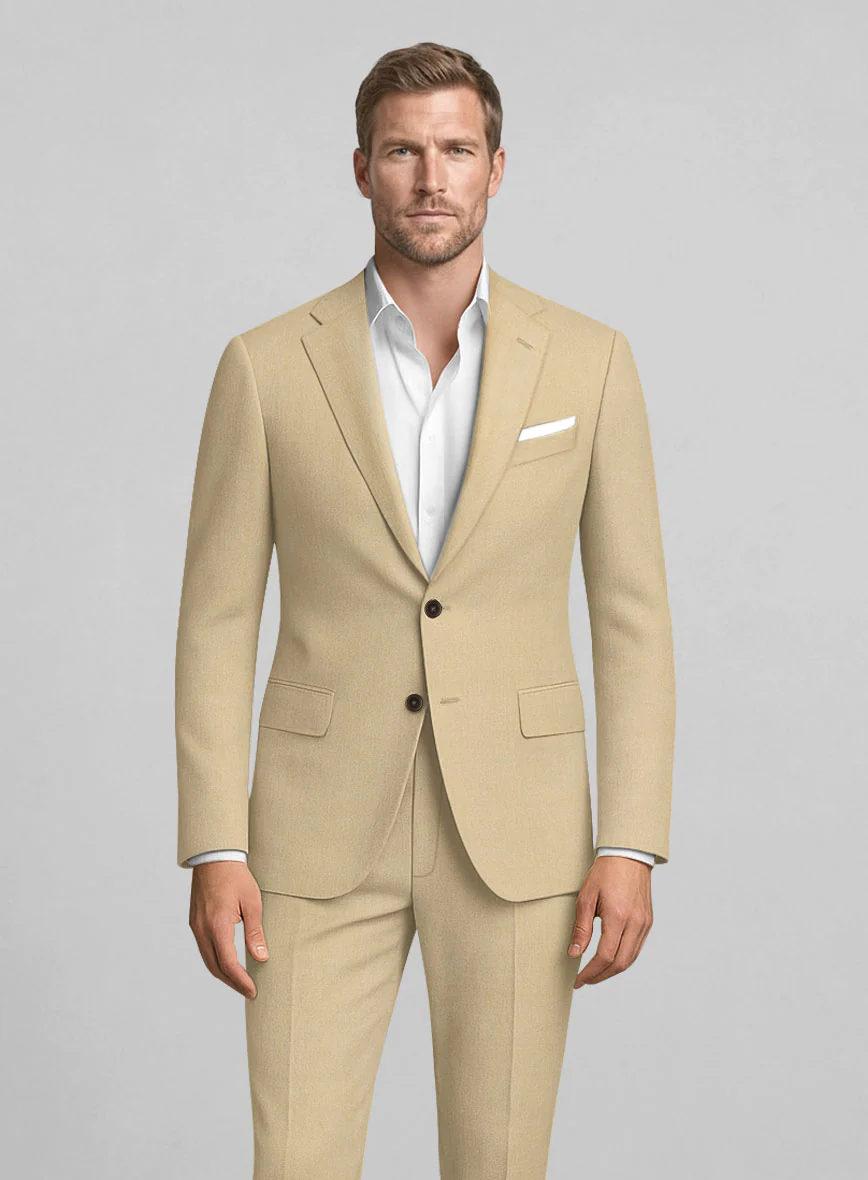 Marco Stretch Tan Wool Suit - Image 3
