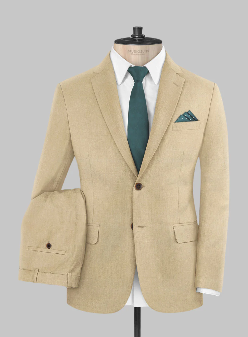 Marco Stretch Tan Wool Suit - Image 2
