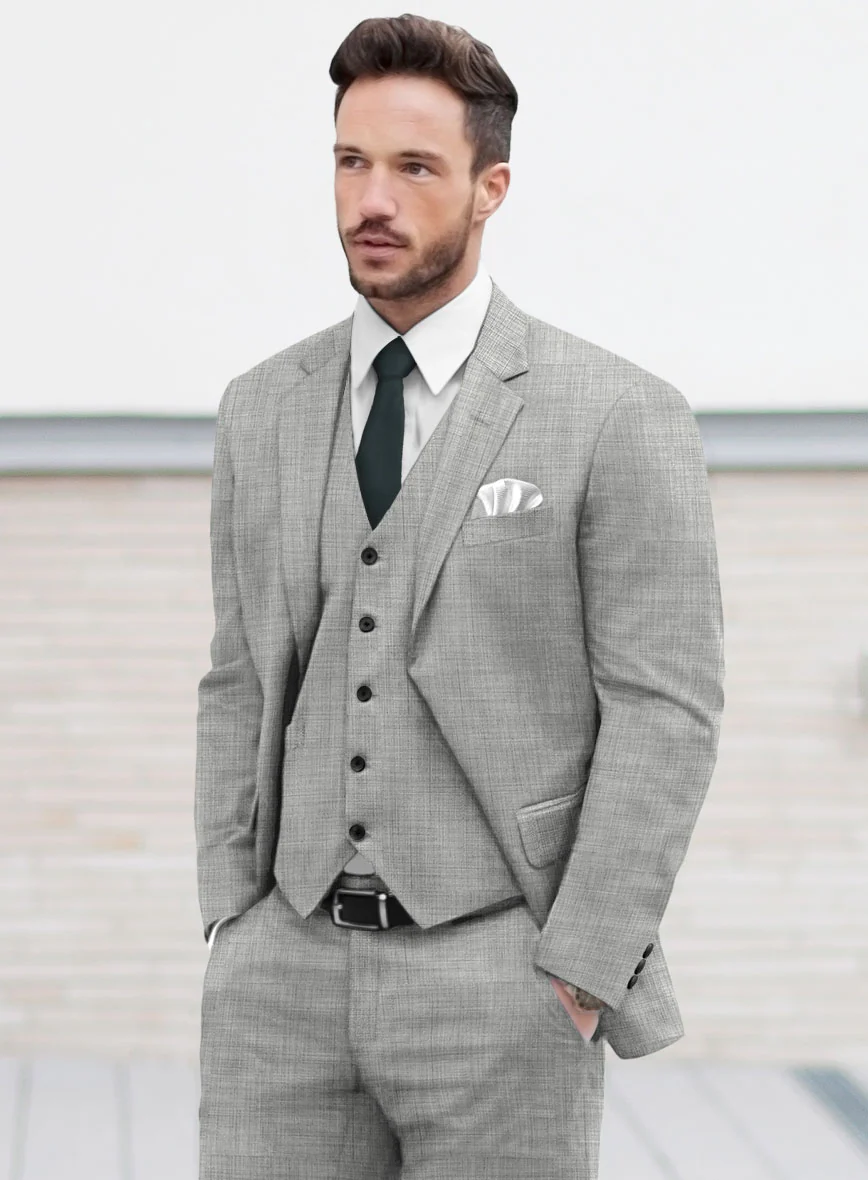 Marco Stretch Worsted Light Gray Wool Jacket - Image 2