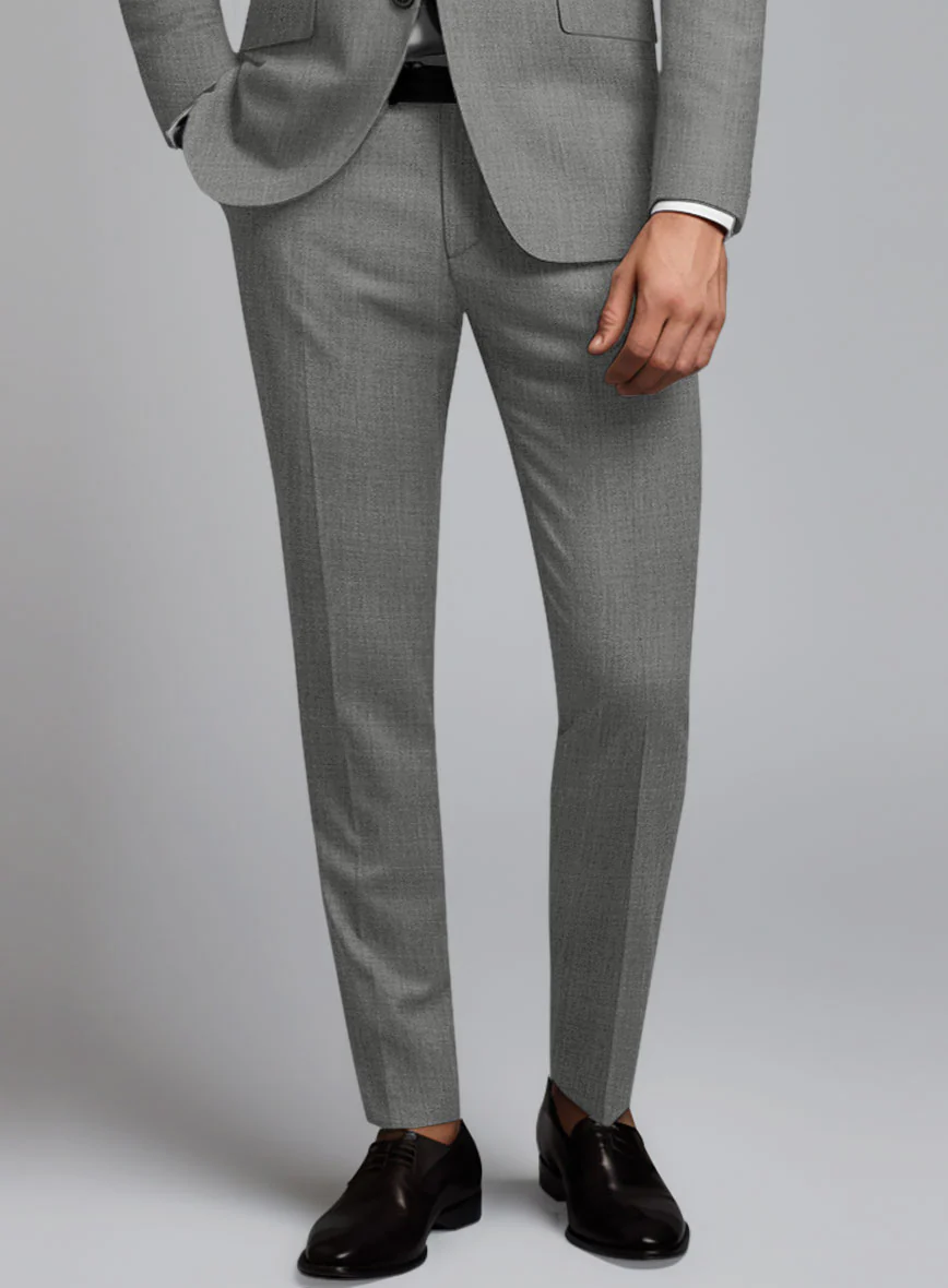 Marco Stretch Worsted Mid Gray Wool Pants - Image 2