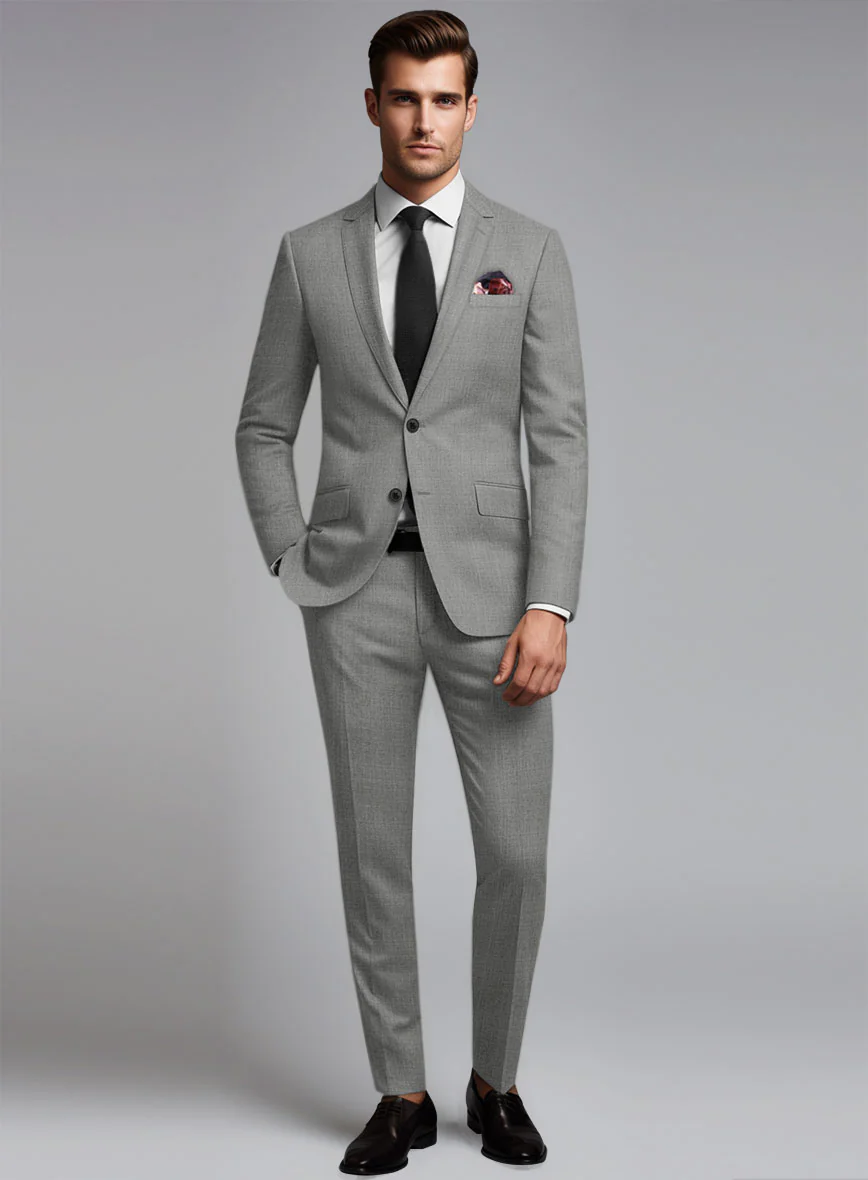 Marco Stretch Worsted Mid Gray Wool Suit - Image 2