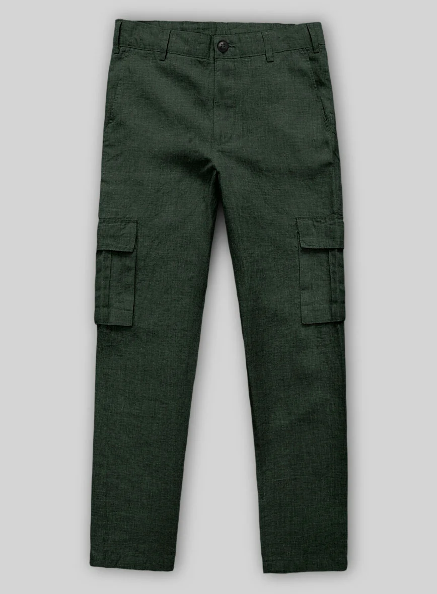 Martini Green Linen Cargo Pants - Image 2