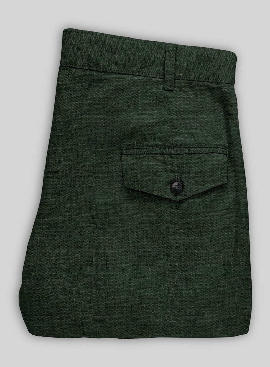 Martini Green Linen Cargo Pants - Image 4