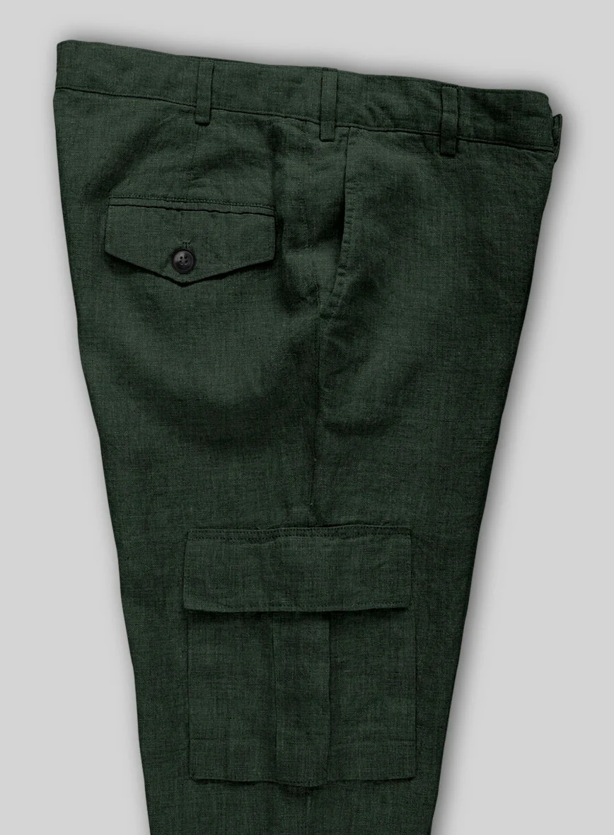 Martini Green Linen Cargo Pants - Image 5