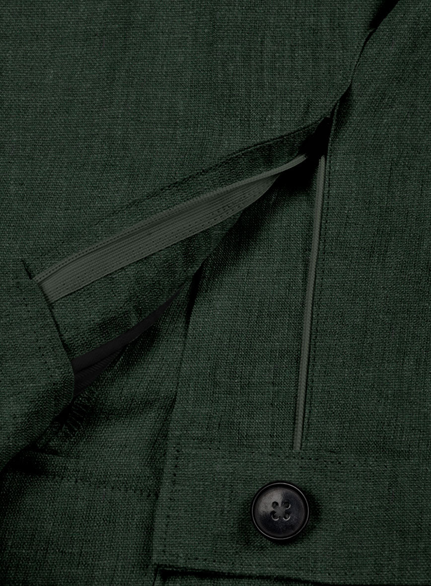 Martini Green Linen Cargo Pants - Image 6